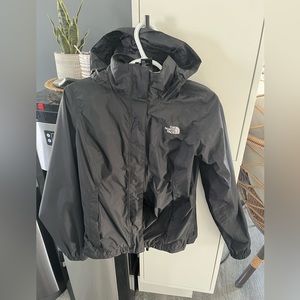 Black north face rain jacket